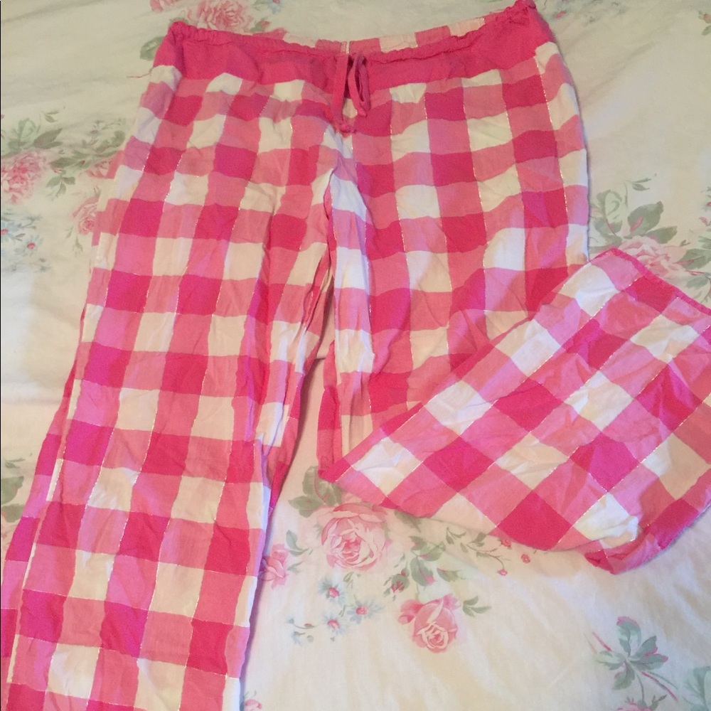 Victoria’s Secret cropped pajamas, sparkle plaid